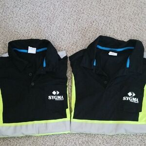 2 × Aramark Sygma High Visibilty Safty Short Sleeve Work Shirt 2xl